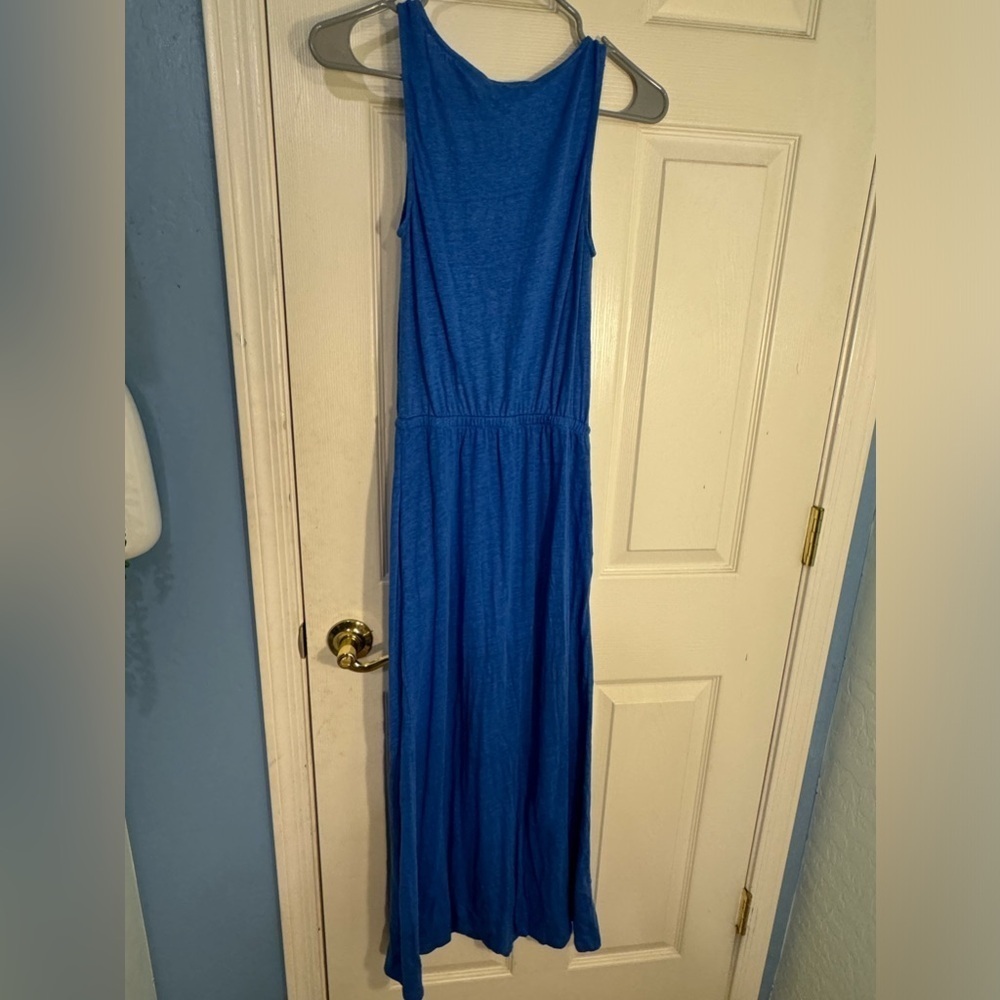 Tommy Bahama Women’s Tank‎ Maxi Dress 100% Linen Blue Pockets XS